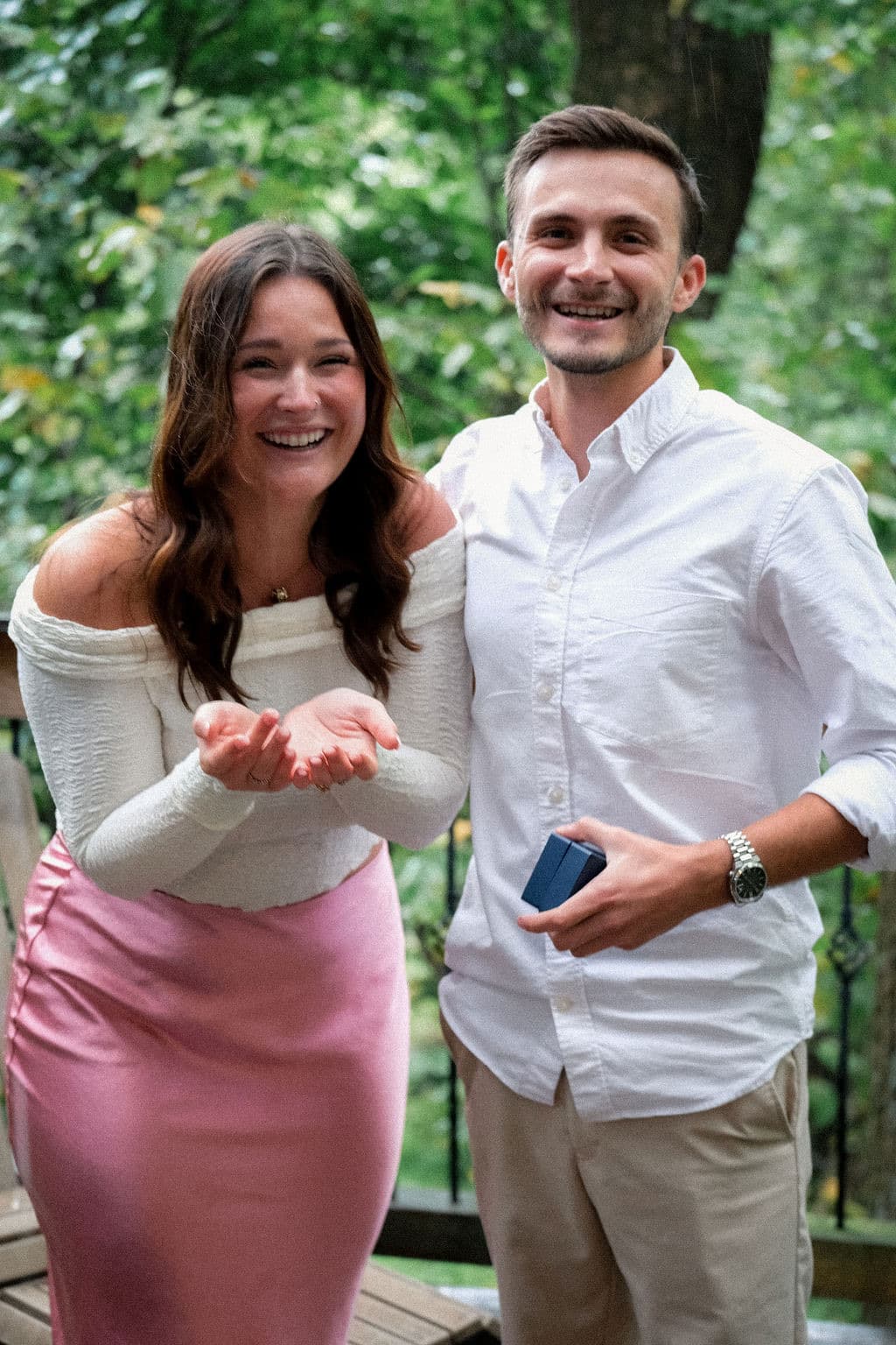 Caroline and Chandler laughing together