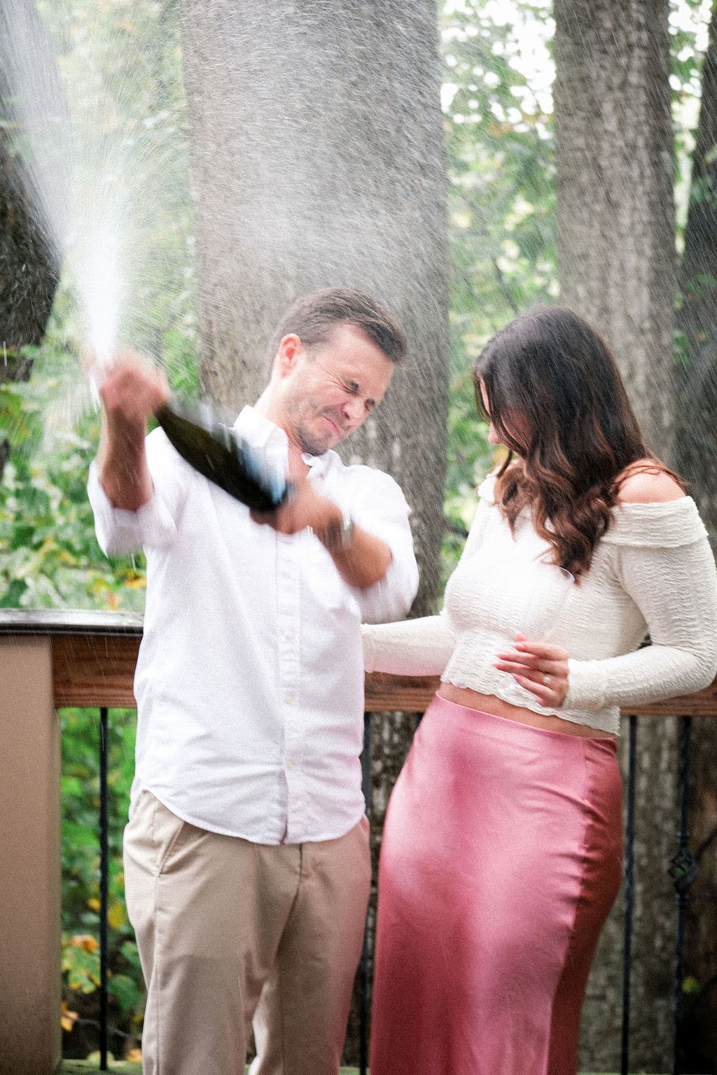 Champagne spraying into the air